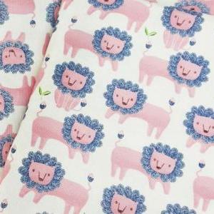 Lion & Fox Pattern Oxford Cotton 100%..