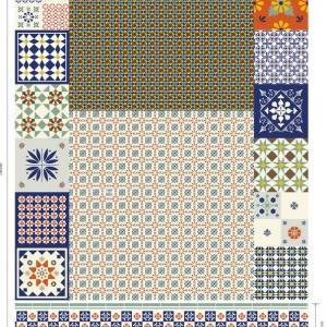 Scandinavian Style Iznik Design Fabric Panel, 18..