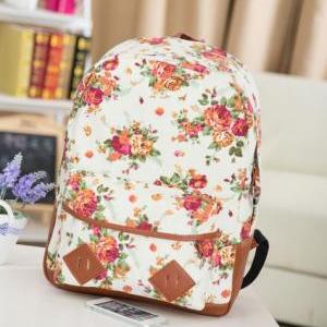 Floral Pattern Canvas Backpack