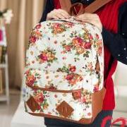 Floral Pattern Canvas Backpack 