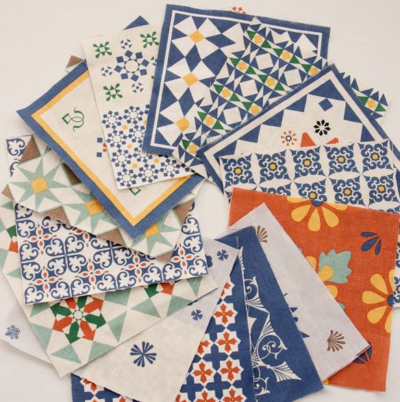 Scandinavian Style Iznik Design Fabric Panel, 18 Designs Fabric Package