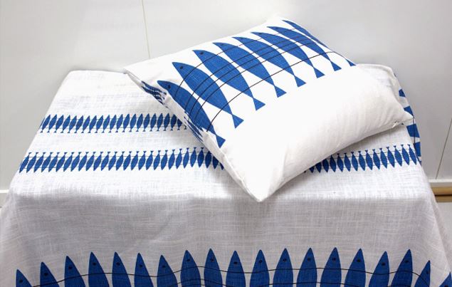 Scandinavian Vintage Herring Design Fabric Retro Kitchenalia Mid-century Retro (cotton + Linen)