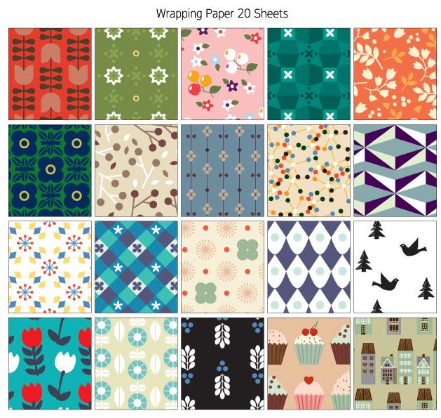 Scandinavian & Nordic Style Wrapping Paper Book (20 Designs Set) on Luulla